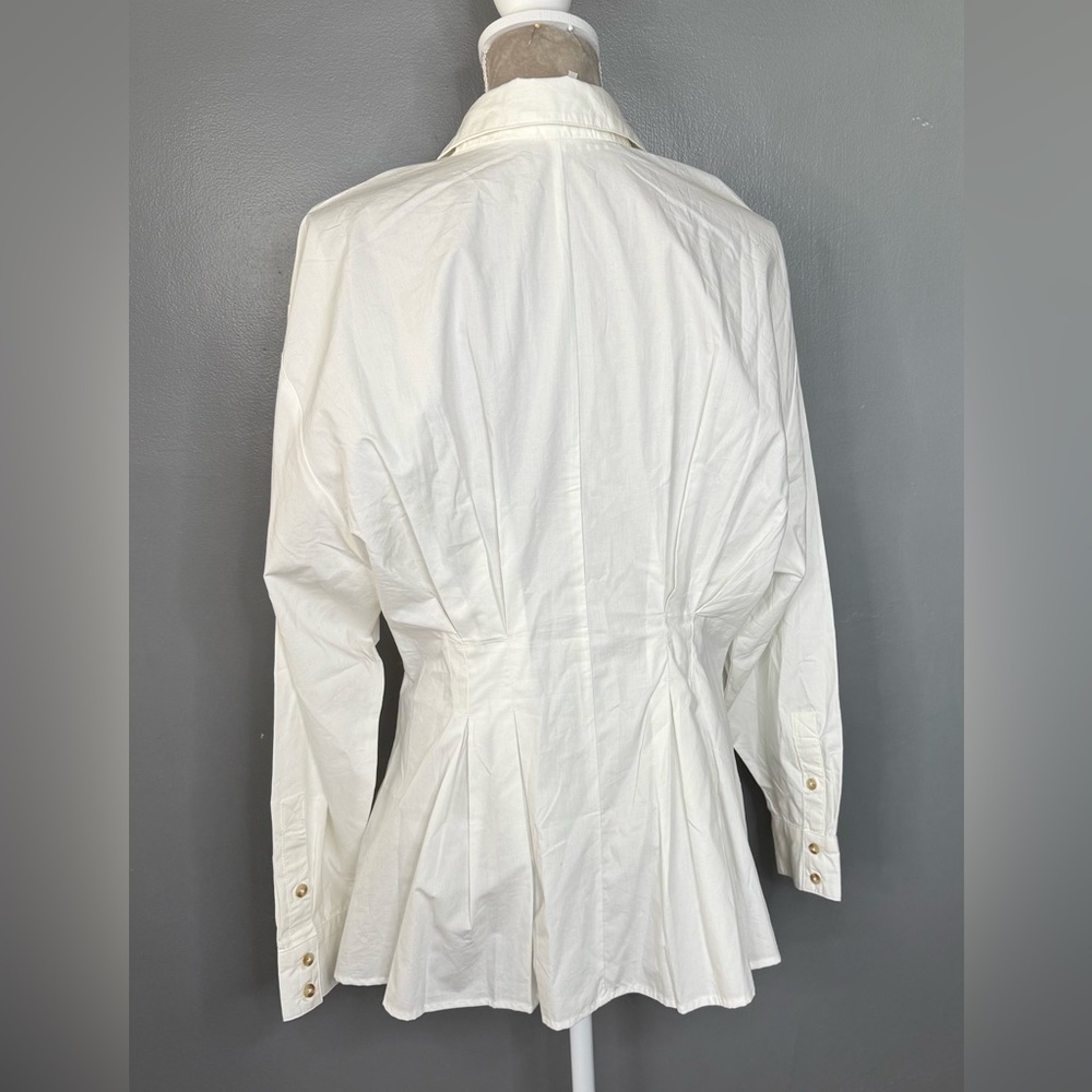 Anthropologie White Button-Down Shirt with Belt - Picture 3 of 6